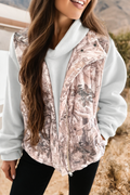 Fashion-W Leafy Abstract Print Winter Puffer Vest