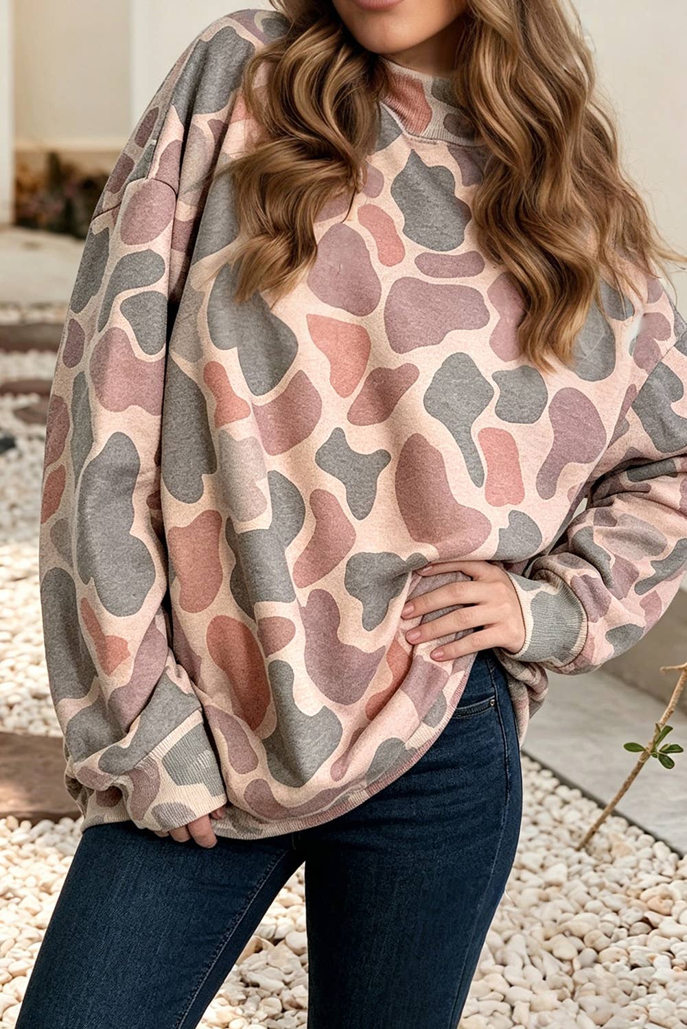 NEW Camouflage Mock Neck Pullover Sweatshirt|S-1X