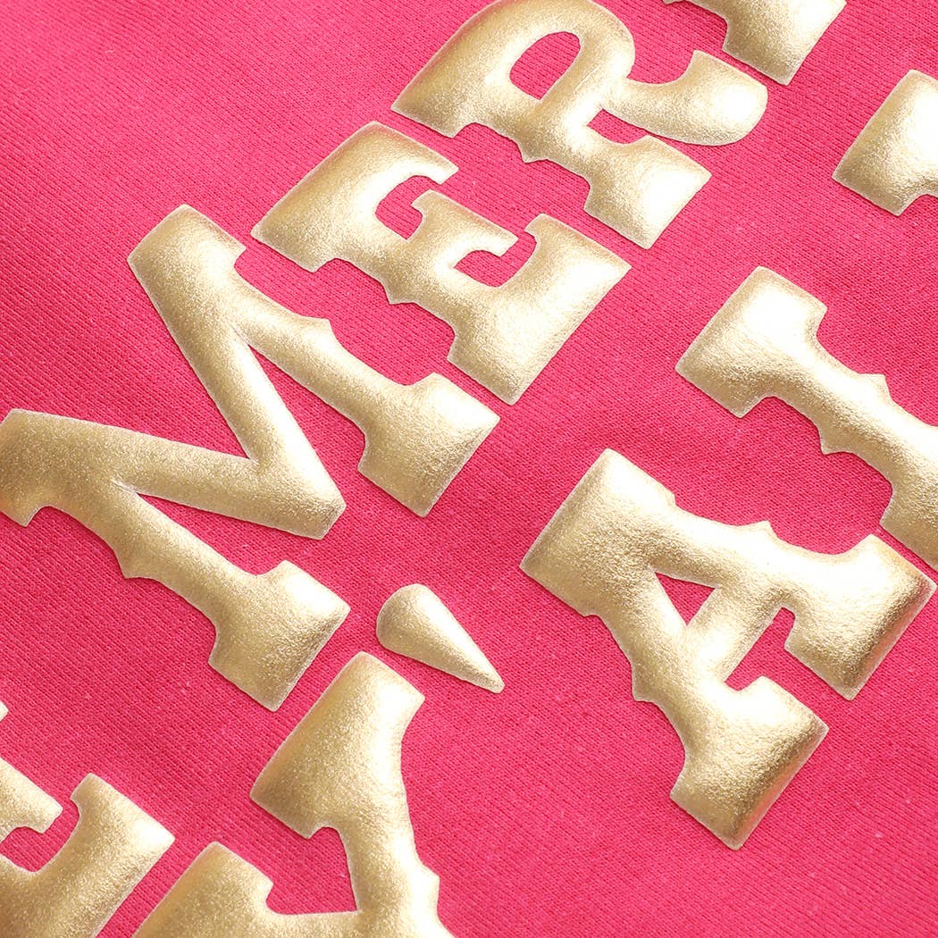 BE MERRY Y'ALL Metallic Gold PUFF Heavyweight Sweatshirt