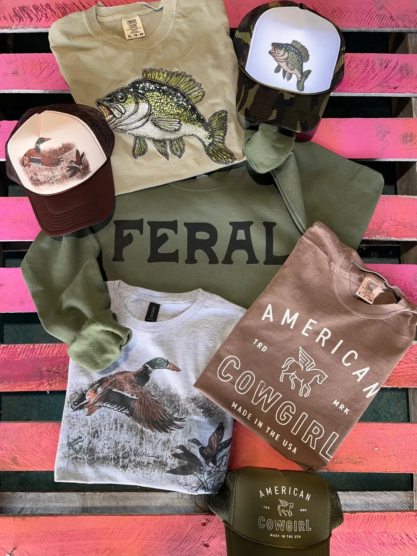 Faux Rhinestone Bass Fishing - COMFORT COLOR