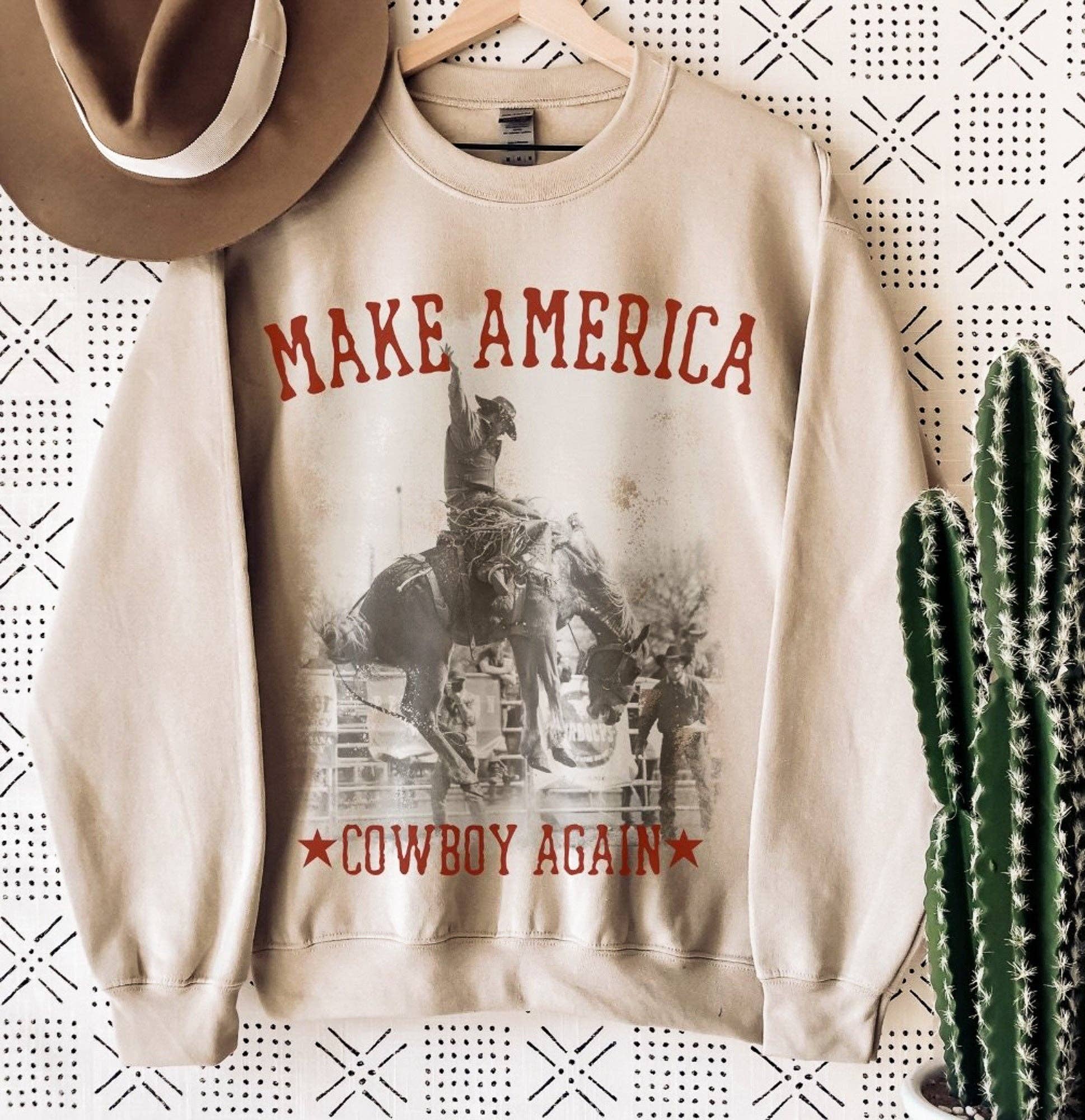 Make America Cowboy Again Western Crew Sweatshirt