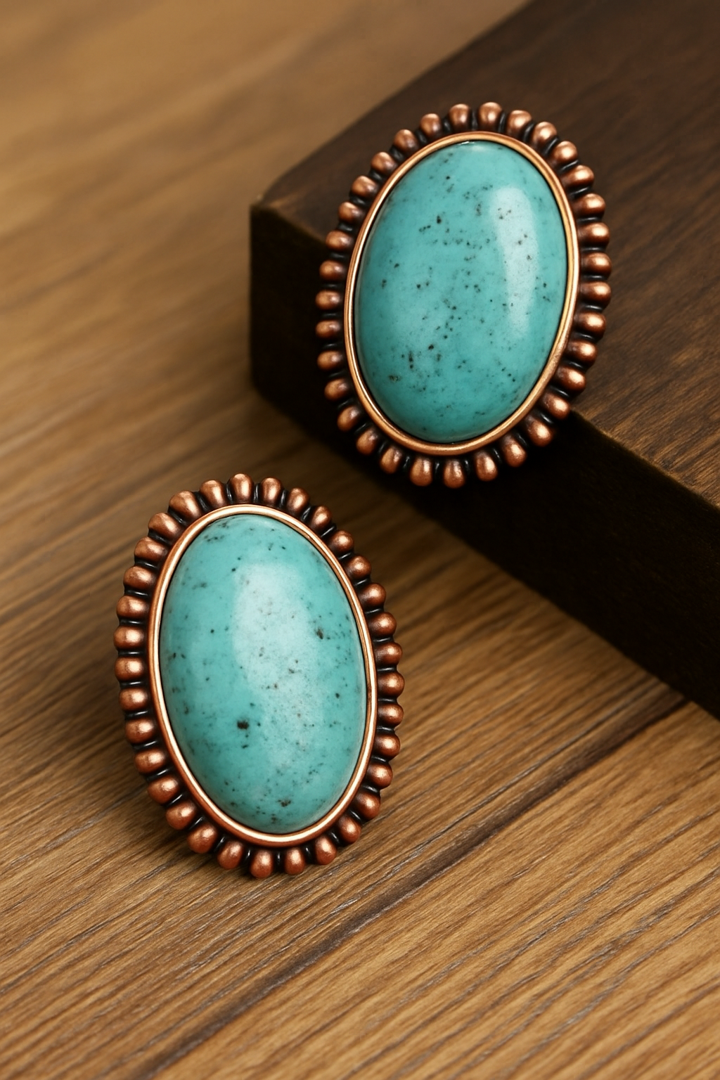 Sagebrush Sunset Earrings – Oval Turquoise & Copper Studs